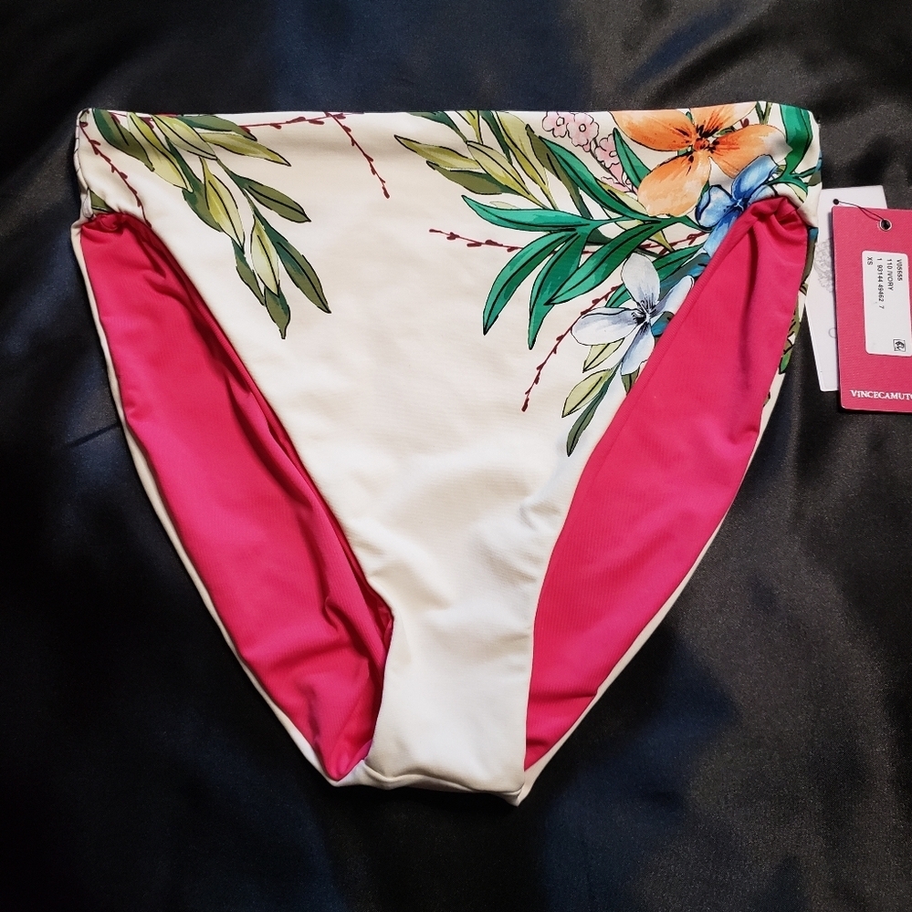 Vince Camuto NWT XS One Shouldered Ruffle Floral Bikini - Picture 3 of 9